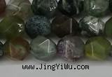 CNG6083 15.5 inches 8mm faceted nuggets moss agate beads