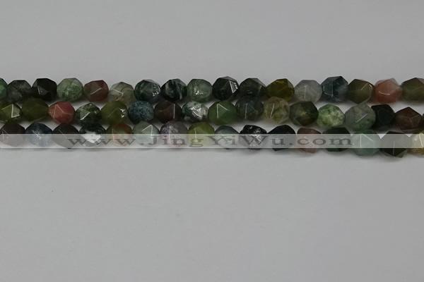 CNG6083 15.5 inches 8mm faceted nuggets moss agate beads