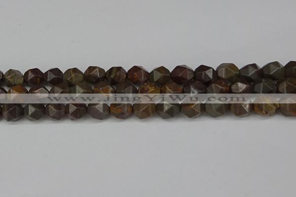 CNG6124 15.5 inches 8mm faceted nuggets coffee jasper beads