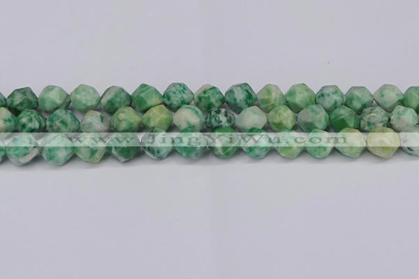 CNG6192 15.5 inches 10mm faceted nuggets Qinghai jade beads