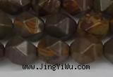 CNG6199 15.5 inches 10mm faceted nuggets coffee jasper beads