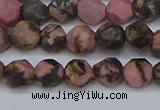 CNG6252 15.5 inches 6mm faceted nuggets rhodonite beads