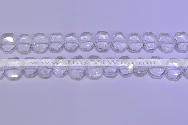 CNG6300 13*18mm - 15*20mm faceted freeform white crystal beads