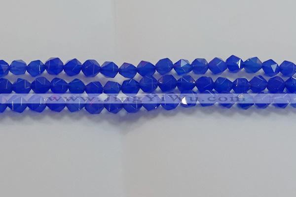 CNG6509 15.5 inches 8mm faceted nuggets blue agate beads