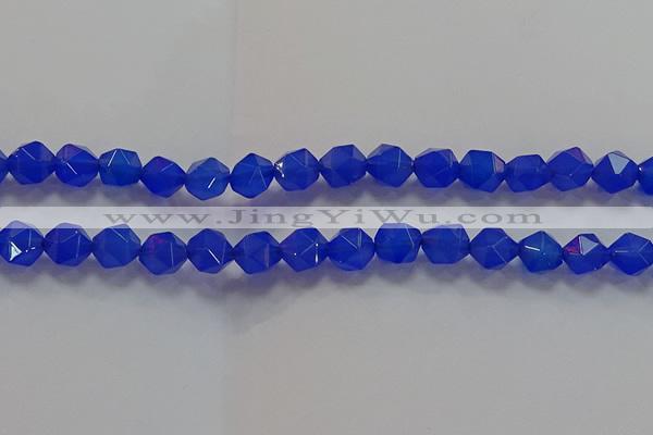 CNG6510 15.5 inches 10mm faceted nuggets blue agate beads