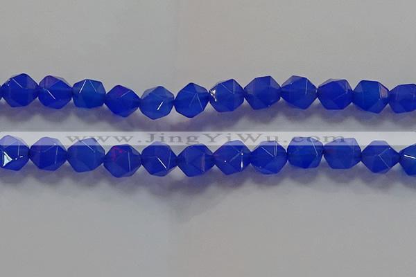 CNG6511 15.5 inches 12mm faceted nuggets blue agate beads