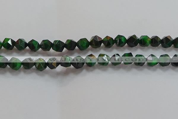 CNG6548 15.5 inches 10mm faceted nuggets green tiger eye beads