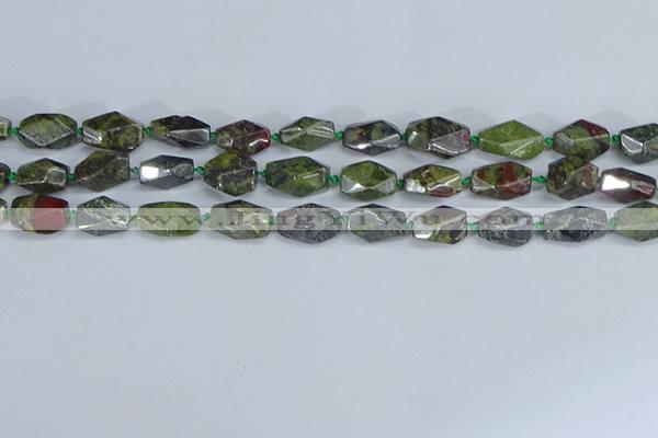 CNG7141 6*10mm - 10*14mm faceted nuggets dragon blood jasper beads