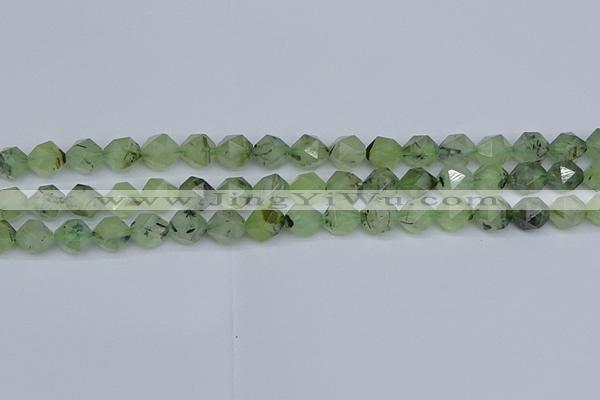 CNG7241 15.5 inches 8mm faceted nuggets green rutilated quartz beads