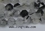 CNG7245 15.5 inches 6mm faceted nuggets black rutilated quartz beads