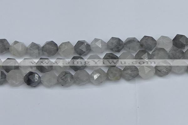 CNG7253 15.5 inches 12mm faceted nuggets cloudy quartz beads