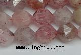 CNG7257 15.5 inches 10mm faceted nuggets strawberry quartz beads