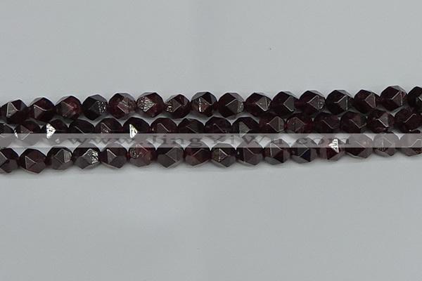 CNG7277 15.5 inches 10mm faceted nuggets red garnet beads