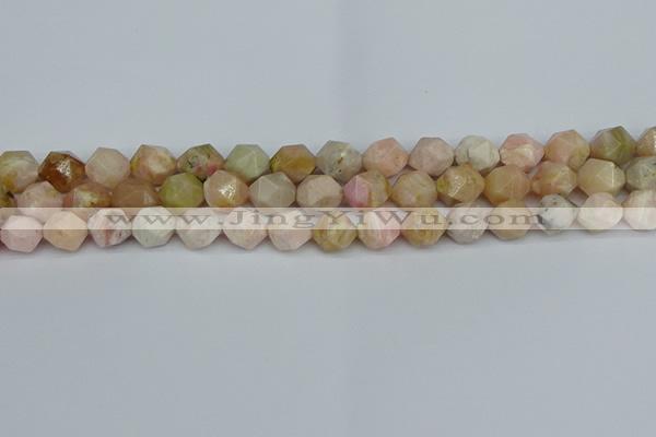CNG7301 15.5 inches 8mm faceted nuggets pink opal gemstone beads