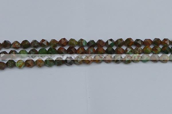 CNG7390 15.5 inches 6mm faceted nuggets green opal beads