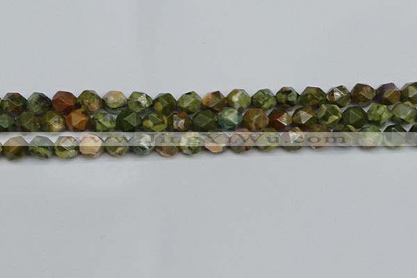 CNG7396 15.5 inches 8mm faceted nuggets rhyolite gemstone beads