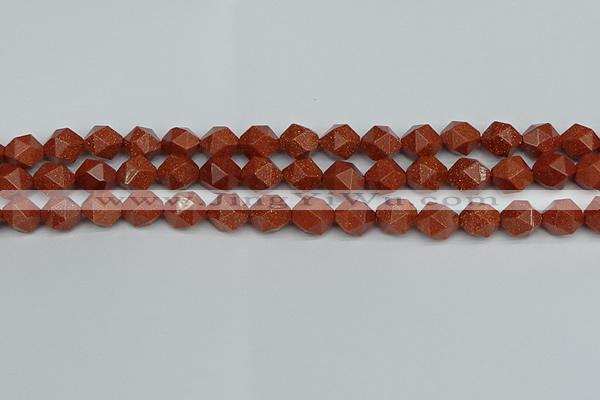 CNG7402 15.5 inches 10mm faceted nuggets goldstone beads