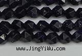 CNG7405 15.5 inches 6mm faceted nuggets blue goldstone beads