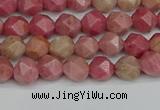 CNG7420 15.5 inches 6mm faceted nuggets rhodochrosite beads