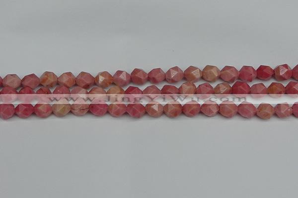 CNG7421 15.5 inches 8mm faceted nuggets rhodochrosite beads