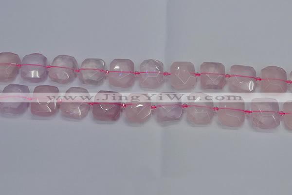 CNG7471 15.5 inches 18*25mm - 20*28mm faceted freeform rose quartz beads