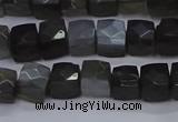 CNG7490 15.5 inches 8*8mm faceted nuggets black moonstone beads