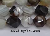 CNG7501 15.5 inches 6mm faceted nuggets line agate beads