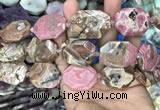 CNG7838 22*30mm - 25*35mm faceted freeform rhodochrosite beads