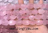 CNG8580 13*18mm - 15*20mm faceted nuggets rose quartz beads