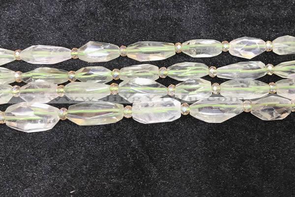 CNG8683 12*23mm - 15*25mm faceted freeform green quartz beads