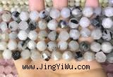 CNG8733 15.5 inches 8mm faceted nuggets black rutilated quartz beads