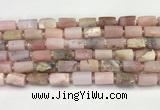 CNG8859 15.5 inches 8*12mm - 10*16mm nuggets matte pink opal beads