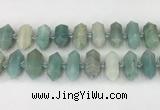 CNG8902 10*25mm - 14*30mm faceted nuggets amazonite beads
