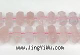 CNG8910 10*25mm - 15*30mm faceted nuggets rose quartz beads