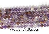CNG9062 15.5 inches 8mm faceted nuggets purple phantom quartz beads