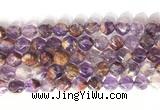 CNG9063 15.5 inches 10mm faceted nuggets purple phantom quartz beads