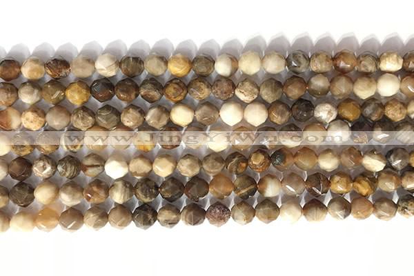 CNG9089 15.5 inches 6mm faceted nuggets coral jade gemstone beads