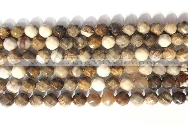 CNG9090 15.5 inches 8mm faceted nuggets coral jade gemstone beads