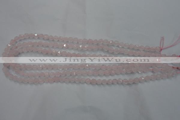CNG918 15 inches 6mm faceted nuggets rose quartz beads