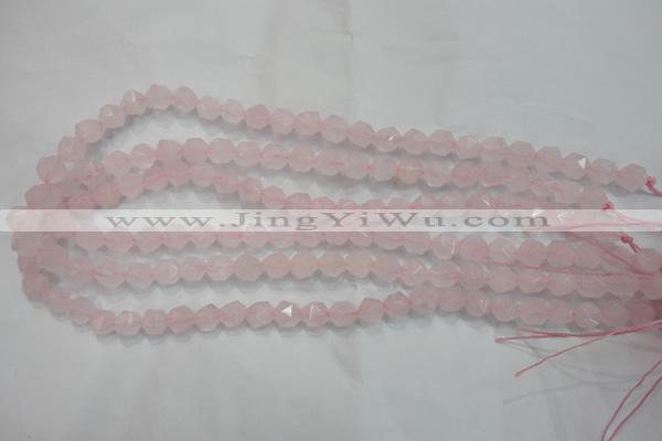 CNG919 15 inches 8mm faceted nuggets rose quartz beads