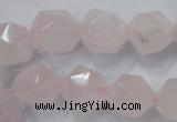 CNG922 15 inches 14mm faceted nuggets rose quartz beads
