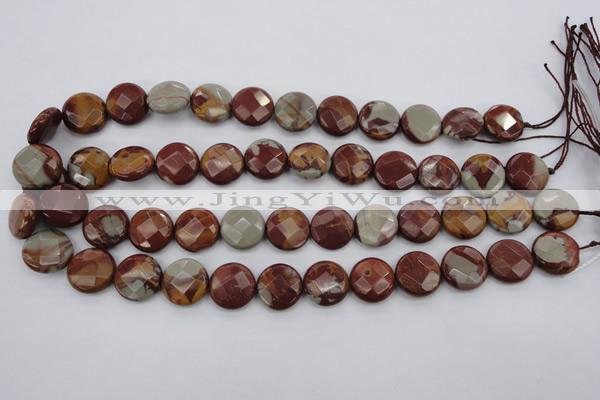 CNJ44 15.5 inches 16mm faceted coin noreena jasper beads