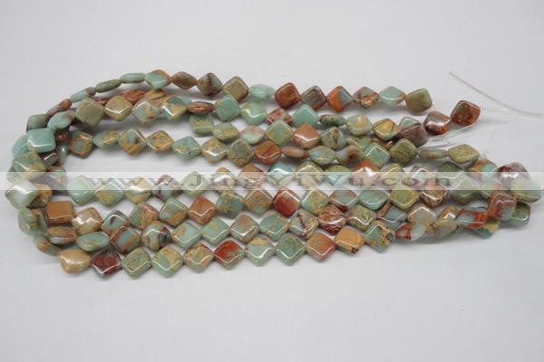 CNS118 15.5 inches 10*10mm diamond natural serpentine jasper beads