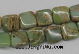 CNS140 15.5 inches 12*12mm square natural serpentine jasper beads