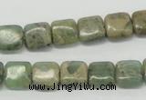 CNS15 16 inches 10*10mm square natural serpentine jasper beads