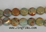 CNS189 15.5 inches 10mm flat round natural serpentine jasper beads