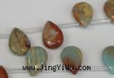CNS199 Top-drilled 10*14mm flat teardrop natural serpentine jasper beads
