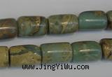 CNS205 15.5 inches 10*14mm drum natural serpentine jasper beads