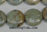 CNS233 15.5 inches 20mm flat round natural serpentine jasper beads