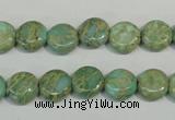 CNS280 15.5 inches 10mm flat round natural serpentine jasper beads